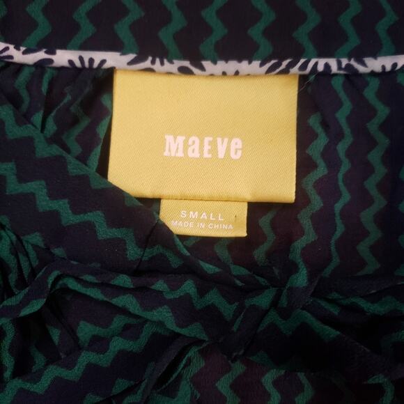 Anthropologie Maeve Della navy blue chevron sheer blouse size small - Picture 4 of 4